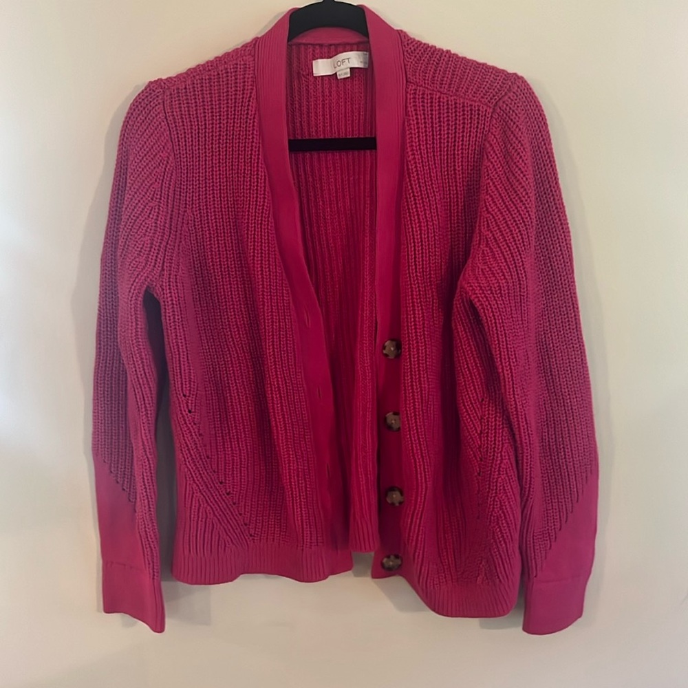 LOFT Pink V-Neck Cardigan - XL